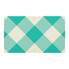 Blue Turquoise Diagonal Plaids Banner And Sign 5  X 3  by ConteMonfrey