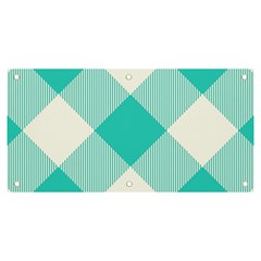 Blue Turquoise Diagonal Plaids Banner And Sign 6  X 3  by ConteMonfrey