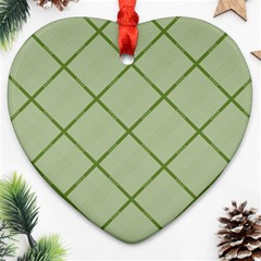 Discreet Green Plaids Ornament (heart) by ConteMonfrey