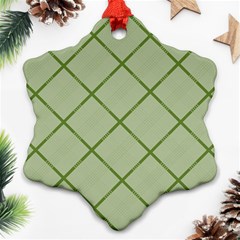 Discreet Green Plaids Snowflake Ornament (two Sides) by ConteMonfrey