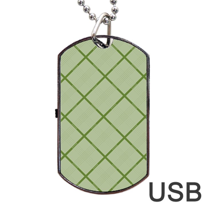 Discreet Green Plaids Dog Tag USB Flash (One Side)