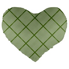 Discreet Green Plaids Large 19  Premium Flano Heart Shape Cushions by ConteMonfrey