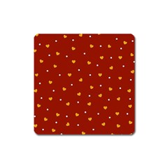 Red Yellow Love Heart Valentine Square Magnet by Ravend