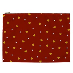 Red Yellow Love Heart Valentine Cosmetic Bag (xxl) by Ravend