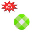 Neon green and white plaids 1  Mini Magnet (10 pack)  Front