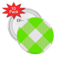 Neon Green And White Plaids 2 25  Buttons (10 Pack)  by ConteMonfrey