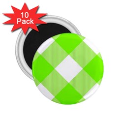 Neon Green And White Plaids 2 25  Magnets (10 Pack)  by ConteMonfrey