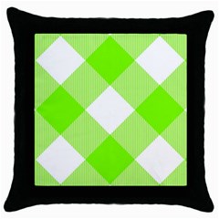 Neon Green And White Plaids Throw Pillow Case (black) by ConteMonfrey