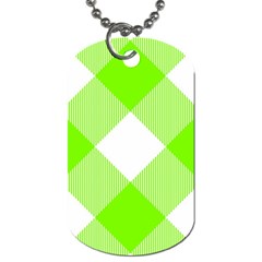 Neon Green And White Plaids Dog Tag (one Side) by ConteMonfrey