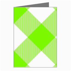 Neon Green And White Plaids Greeting Card by ConteMonfrey