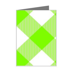 Neon Green And White Plaids Mini Greeting Card by ConteMonfrey