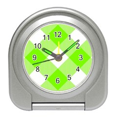 Neon Green And White Plaids Travel Alarm Clock by ConteMonfrey