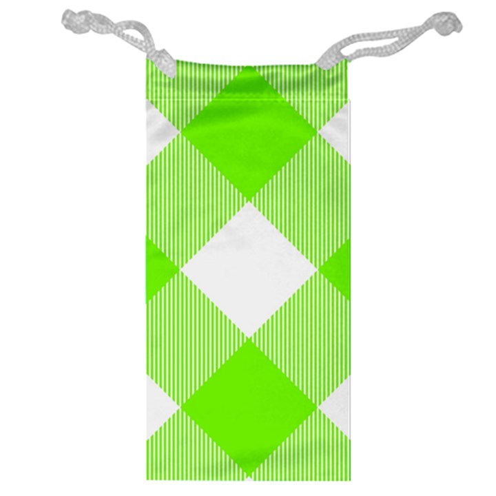 Neon green and white plaids Jewelry Bag