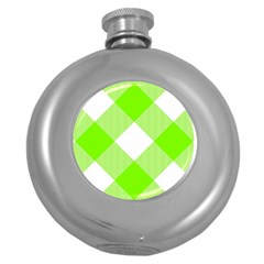 Neon Green And White Plaids Round Hip Flask (5 Oz) by ConteMonfrey