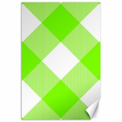 Neon Green And White Plaids Canvas 24  X 36  by ConteMonfrey