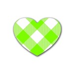 Neon green and white plaids Rubber Heart Coaster (4 pack) Front