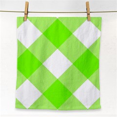 Neon Green And White Plaids Face Towel by ConteMonfrey