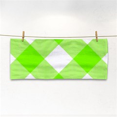 Neon Green And White Plaids Hand Towel by ConteMonfrey