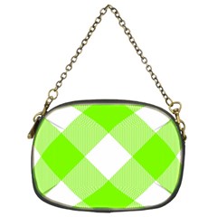 Neon Green And White Plaids Chain Purse (two Sides) by ConteMonfrey