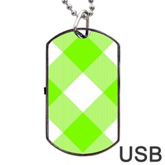 Neon Green And White Plaids Dog Tag Usb Flash (one Side) by ConteMonfrey