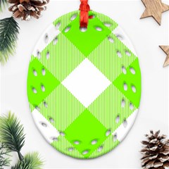 Neon Green And White Plaids Oval Filigree Ornament (two Sides) by ConteMonfrey