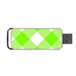 Neon green and white plaids Portable USB Flash (Two Sides) Front