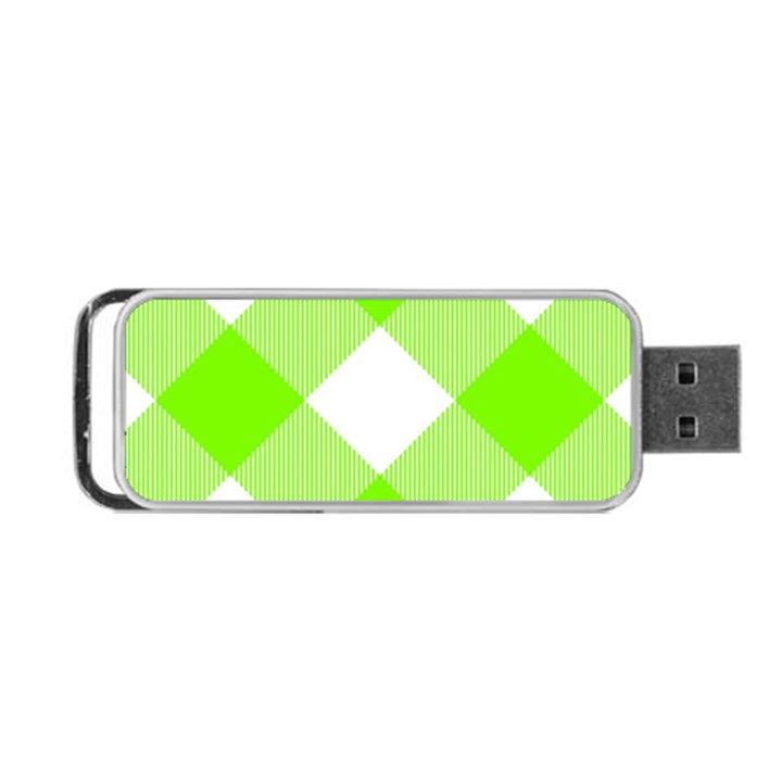 Neon green and white plaids Portable USB Flash (Two Sides)