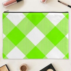 Neon Green And White Plaids Cosmetic Bag (xxxl) by ConteMonfrey