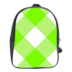 Neon Green And White Plaids School Bag (xl) by ConteMonfrey