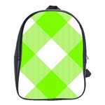 Neon green and white plaids School Bag (XL) Front