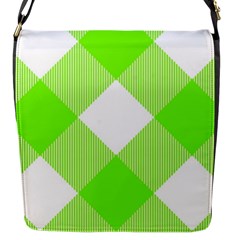 Neon Green And White Plaids Flap Closure Messenger Bag (s) by ConteMonfrey