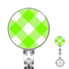 Neon Green And White Plaids Stainless Steel Nurses Watch by ConteMonfrey