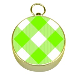 Neon Green And White Plaids Gold Compasses by ConteMonfrey