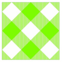 Neon Green And White Plaids Square Satin Scarf (36  X 36 ) by ConteMonfrey