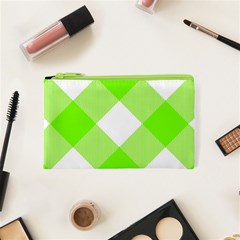 Neon Green And White Plaids Cosmetic Bag (xs) by ConteMonfrey