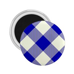 Blue And White Diagonal Plaids 2 25  Magnets by ConteMonfrey