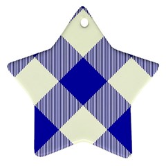 Blue And White Diagonal Plaids Ornament (star) by ConteMonfrey