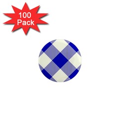 Blue And White Diagonal Plaids 1  Mini Magnets (100 Pack)  by ConteMonfrey