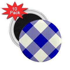 Blue And White Diagonal Plaids 2 25  Magnets (10 Pack)  by ConteMonfrey