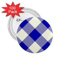 Blue And White Diagonal Plaids 2 25  Buttons (100 Pack)  by ConteMonfrey