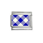 Blue and white diagonal plaids Italian Charm (9mm) Front