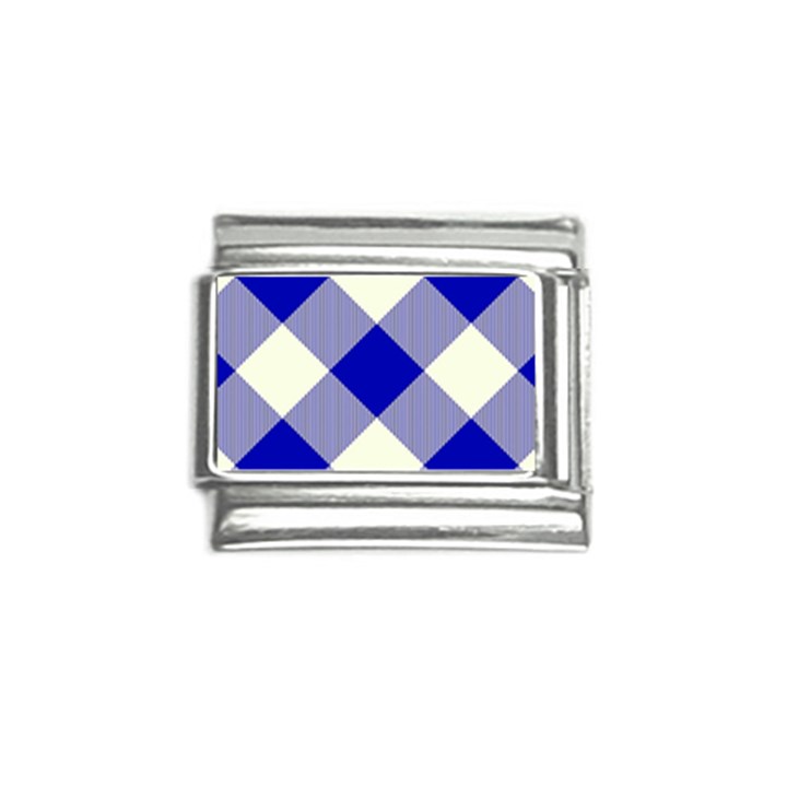 Blue and white diagonal plaids Italian Charm (9mm)