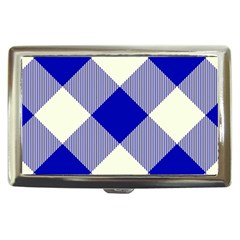 Blue And White Diagonal Plaids Cigarette Money Case by ConteMonfrey