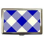 Blue and white diagonal plaids Cigarette Money Case Front