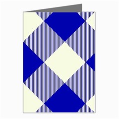 Blue And White Diagonal Plaids Greeting Card by ConteMonfrey