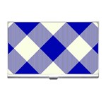 Blue and white diagonal plaids Business Card Holder Front