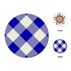 Blue And White Diagonal Plaids Playing Cards Single Design (round) by ConteMonfrey