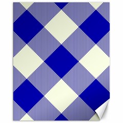 Blue And White Diagonal Plaids Canvas 16  X 20  by ConteMonfrey