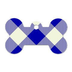 Blue And White Diagonal Plaids Dog Tag Bone (one Side) by ConteMonfrey