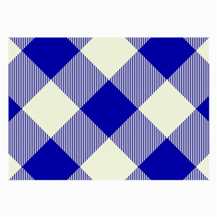 Blue and white diagonal plaids Large Glasses Cloth